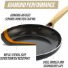 imageBlue Diamond Gold 10quot Frying Pan Skillet Ceramic Nonstick PFAS Free PFOA Free Induction Suitable Dishwasher Safe Gold Handle Black4 QT Saute Pan with Lid