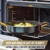 imageBlue Diamond Gold 10quot Frying Pan Skillet Ceramic Nonstick PFAS Free PFOA Free Induction Suitable Dishwasher Safe Gold Handle Black4 QT Saute Pan with Lid