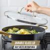 imageBlue Diamond Gold 10quot Frying Pan Skillet Ceramic Nonstick PFAS Free PFOA Free Induction Suitable Dishwasher Safe Gold Handle Black4 QT Saute Pan with Lid