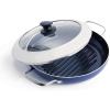 imageBlue Diamond 11quot Grill Genie Pan Diamond Infused Ceramic Nonstick with Lid PFOA and PFASFree Dishwasher ampamp Oven Safe Durable Cookware for Indoor Grilling Searing Versatile Cooking Blue11 Grill Genie Pan with Lid