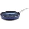 imageBlue Diamond 11quot Grill Genie Pan Diamond Infused Ceramic Nonstick with Lid PFOA and PFASFree Dishwasher ampamp Oven Safe Durable Cookware for Indoor Grilling Searing Versatile Cooking Blue11 Grill Pan