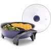 imageBlue Diamond Ceramic Nonstick 3in1 4QT Multifunction Electric Skillet Grill and Food Steamer with Glass Lid Dishwasher Safe Parts Adjustable Temperature Control PFASFree Blue55QT Hot Pot