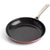 imageBlue Diamond Cookware 10quot Frying Pan Skillet Diamond Infused Healthy Ceramic Nonstick PFAS and PFOAFree Dishwasher and Oven Safe Even Heating Metal Utensil Safe Warp Control Base Red