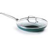 imageBlue Diamond Cookware Diamond Infused Ceramic Nonstick 10quot Frying Pan Skillet with Lid PFASFree Dishwasher Safe Oven Safe GreenGreen