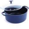 imageBlue Diamond Cookware Diamond Infused Ceramic Nonstick 45QT Dutch Oven with Glass Lid Lightweight Design PFASFree Dishwasher Safe Blue45QT Dutch Oven with Glass Lid