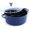 imageBlue Diamond Cookware Diamond Infused Ceramic Nonstick 45QT Dutch Oven with Glass Lid Lightweight Design PFASFree Dishwasher Safe Blue55QT Dutch Oven with Glass Lid