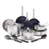 imageBlue Diamond Cookware TriPly Stainless Steel Ceramic Nonstick 7 Piece Cookware Pots and Pans Set PFASFree Multi Clad Induction Dishwasher Safe Oven Safe Silver15 Piece Cookware Pots and Pans Set