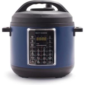 imageBlue Diamond Ceramic Nonstick 3in1 4QT Multifunction Electric Skillet Grill and Food Steamer with Glass Lid Dishwasher Safe Parts Adjustable Temperature Control PFASFree Blue6 Quarts