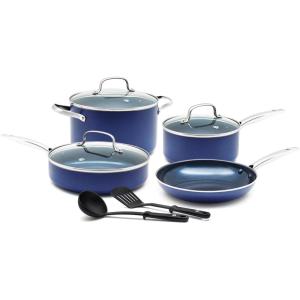 imageBlue Diamond Cookware 95quot ampamp 11quot Frying Pan Skillet Set Diamond Infused Ceramic Healthy Nonstick PFAS ampamp PFOAFree Dishwasher Safe Oven Safe Even Heating Metal Utensil Safe Warp Control BlueBlue