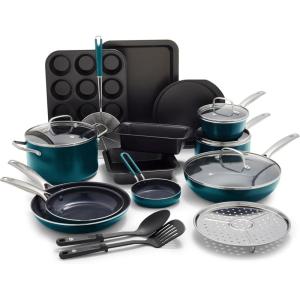 imageBlue Diamond Cookware 95quot ampamp 11quot Frying Pan Skillet Set Diamond Infused Ceramic Healthy Nonstick PFAS ampamp PFOAFree Dishwasher Safe Oven Safe Even Heating Metal Utensil Safe Warp Control BlueGreen
