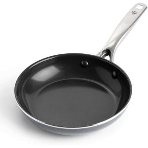 imageBlue Diamond Frying Pan 8 Skillet Diamond Infused Healthy Ceramic Nonstick PFAS and PFOAFree Dishwasher and Oven Safe Even Heating Metal Utensil Safe Warp Control Base BlueGray