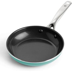 imageBlue Diamond Frying Pan 8 Skillet Diamond Infused Healthy Ceramic Nonstick PFAS and PFOAFree Dishwasher and Oven Safe Even Heating Metal Utensil Safe Warp Control Base BlueTurquoise