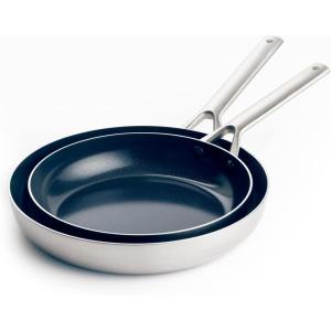 imageBlue Diamond TriPly Stainless Steel Ceramic Nonstick Frying Pan Skillet 8 Inch PFOAFree PFASFree Multi Clad Induction Dishwasher Safe Oven Safe Healthy Cooking Silver95 and 11 Frying Pan Skillet Set