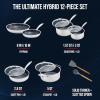 imageBlue Diamond Hybrid Nonstick Stainless Steel 12 Piece Cookware Set TriPly PFASFree Ceramic Diamond Bond Pots ampamp Pans Dishwasher ampamp Oven Safe to 850F Induction Ready Metal Utensil Safe SilverSilver