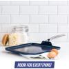 imageBlue Diamond 11quot Nonstick Square Griddle Pan Non Toxic PFASFree Diamond Ceramic Dishwasher ampamp Oven Safe Even Heating Metal Utensil Safe Warp Control Blue11 Griddle Pan