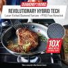 imageBlue Diamond Hybrid Nonstick Stainless Steel 10 Frying Pan PFASFree Ceramic Diamond Surface Skillet Diamond Bond Powerful Searing Dishwasher Safe StayCool Handle Induction Ready All Cooktops10 Frying Pan Skillet