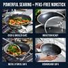 imageBlue Diamond Hybrid Nonstick Stainless Steel 12 Wok with Lid PFASFree Ceramic Diamond Bond StirFry Pan Induction Ready Dishwasher ampamp Oven Safe Metal Utensil Safe StayCool Handle Silver