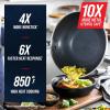 imageBlue Diamond Hybrid Nonstick Stainless Steel 12 Wok with Lid PFASFree Ceramic Diamond Bond StirFry Pan Induction Ready Dishwasher ampamp Oven Safe Metal Utensil Safe StayCool Handle Silver