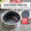imageBlue Diamond Hybrid Nonstick Stainless Steel 157QT Saucepan with Glass Lid PFASFree Ceramic Diamond Bond Pot Dishwasher Safe StayCool Handle Induction Ready Compatible with All Cooktops