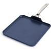 imageBlue Diamond 11quot Nonstick Square Griddle Pan Non Toxic PFASFree Diamond Ceramic Dishwasher ampamp Oven Safe Even Heating Metal Utensil Safe Warp Control Blue11 Griddle Pan