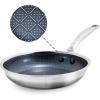 imageBlue Diamond Hybrid Nonstick Stainless Steel 10 Frying Pan PFASFree Ceramic Diamond Surface Skillet Diamond Bond Powerful Searing Dishwasher Safe StayCool Handle Induction Ready All Cooktops8 Frying Pan Skillet