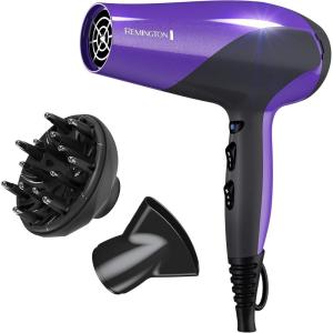 imageRemington Damage Protection Hair Dryer with Ceramic Ionic Tourmaline Technology Black Diffuser and Concentrator 3 Piece SetPurple