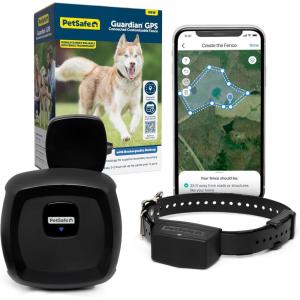 imagePetSafe Guardian GPS Connected Customizable Fence  SubscriptionFree GPS Dog Fence for Large Yards Create Your Own Boundary for up to 8 Dogs 10 Static Levels Long Battery Life ampamp Smartphone SyncingGuardian GPS Connected Fence Kit