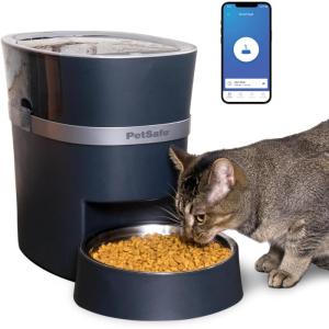 imagePetSafe Smart Feed Pet Feeder Automatic Cat Feeder Automatic Dog Feeder with App Compatible with Alexa Apple Android Backup Batteries for Power Outage BlackFeeder for 1 Pet