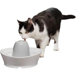 imagePetSafe Drinkwell Ceramic Pet Water Fountain  Quiet Automatic 70oz Dispenser for Cats ampamp Dogs with Filters  Dishwasher Safe Square DesignCreekside