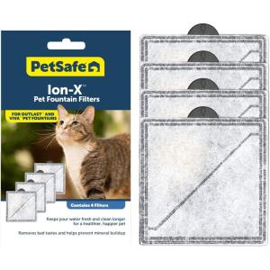 imagePetSafe IonX Cat and Dog Fountain Filters 4Pack Dual Filtration for Cleaner and Fresher Water Replacement Water Fountain Filter for PetSafe Outlast Pumpless Pet and Viva Pet Water Fountains