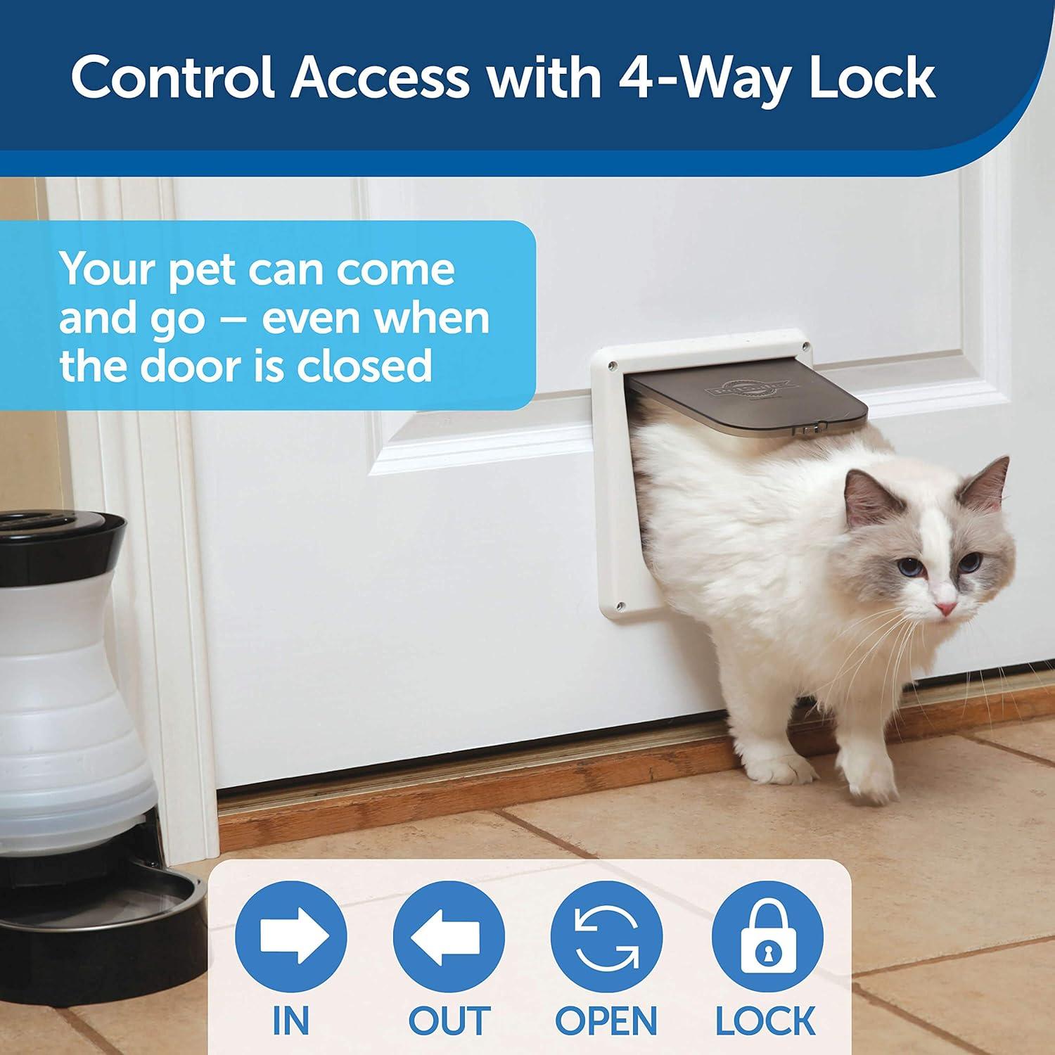 imagePetSafe Interior Cat Door 2Way Locking Indoor Pet Door Flap  Tinted Privacy Door for Cat Litter Box or Pet Feeder BuiltIn Door Lock Durable Door Frame DIY Easy Install Hardware Kit Included4Way Lock