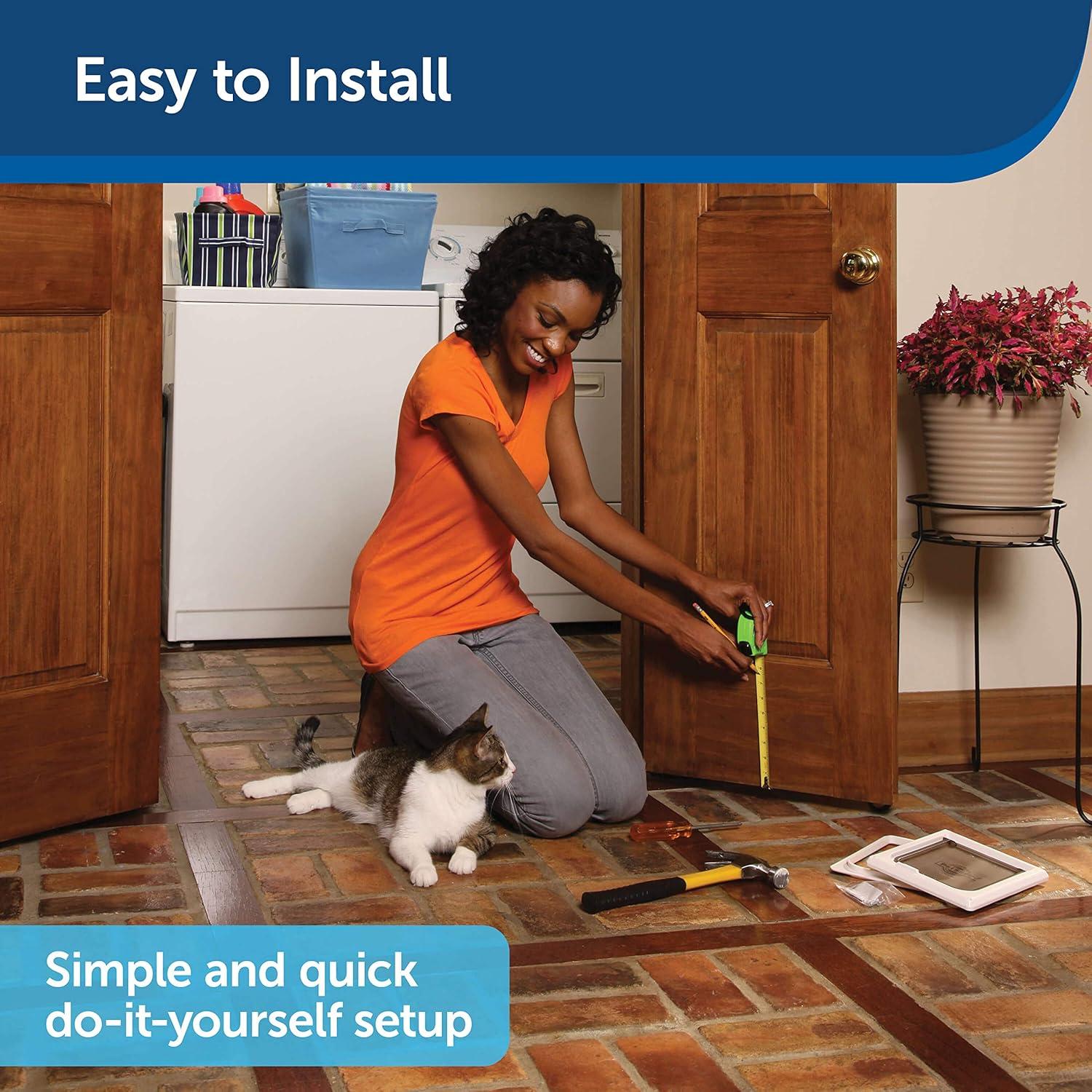 imagePetSafe Interior Cat Door 2Way Locking Indoor Pet Door Flap  Tinted Privacy Door for Cat Litter Box or Pet Feeder BuiltIn Door Lock Durable Door Frame DIY Easy Install Hardware Kit Included4Way Lock