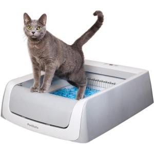 imagePetSafe ScoopFree Crystal Pro Self Cleaning Litter Box Automatic Cat Litter Box Includes Disposable Crystal Litter Tray Grey Uncovered