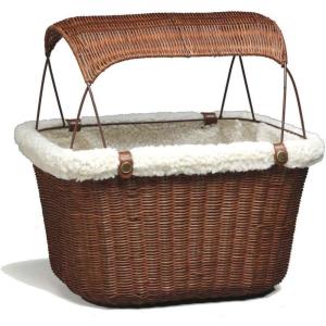 imagePetSafe Happy Ride Wicker Bicycle Basket for Dogs and Cats  Stylish Weather Resistant Wicker Material  Comfortable Easy to Clean Soft Liner  Removable Sun Shield Included  for Pets up to 13 lbBrown Wicker
