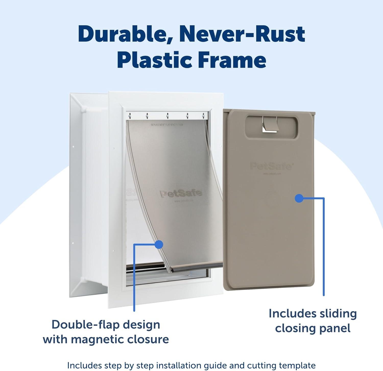 imagePetSafe Never Rust Wall Entry Pet Door  Telescoping Frame  Insulates Better Than Metal Energy Efficient  Interior ampamp Exterior Walls Weatherproof Easy to Install ampamp Clean White  MediumMedium