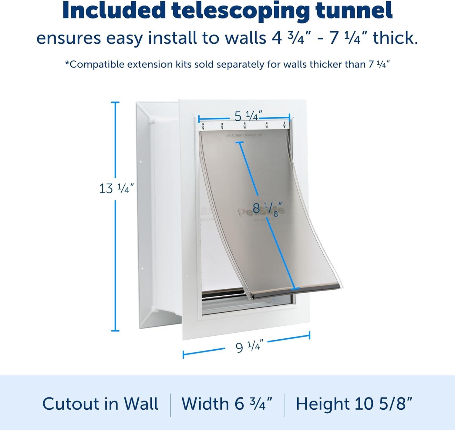 imagePetSafe Never Rust Wall Entry Pet Door  Telescoping Frame  Insulates Better Than Metal Energy Efficient  Interior ampamp Exterior Walls Weatherproof Easy to Install ampamp Clean White  MediumSmall