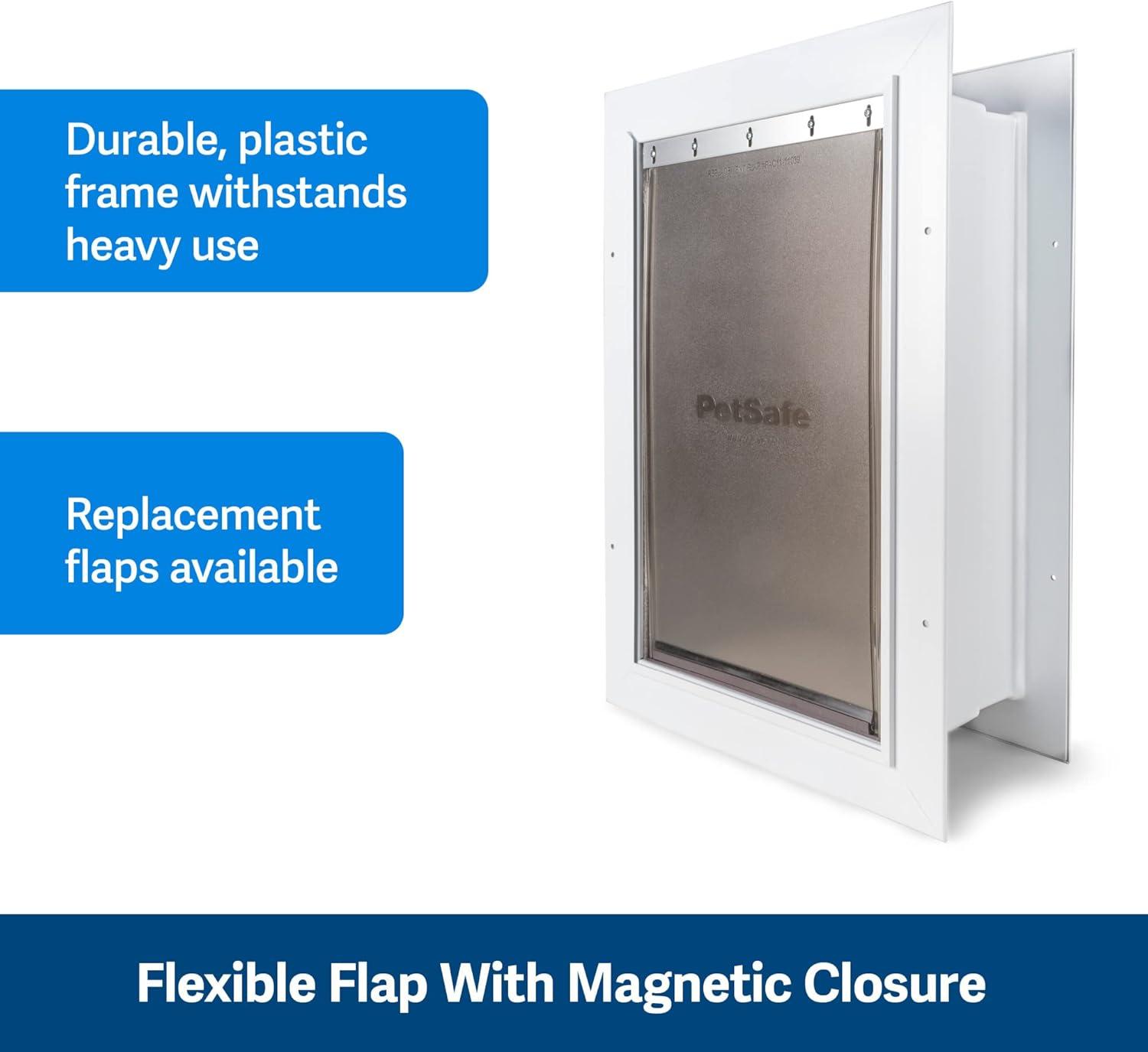 imagePetSafe Never Rust Wall Entry Pet Door  Telescoping Frame  Insulates Better Than Metal Energy Efficient  Interior ampamp Exterior Walls Weatherproof Easy to Install ampamp Clean White  MediumLarge