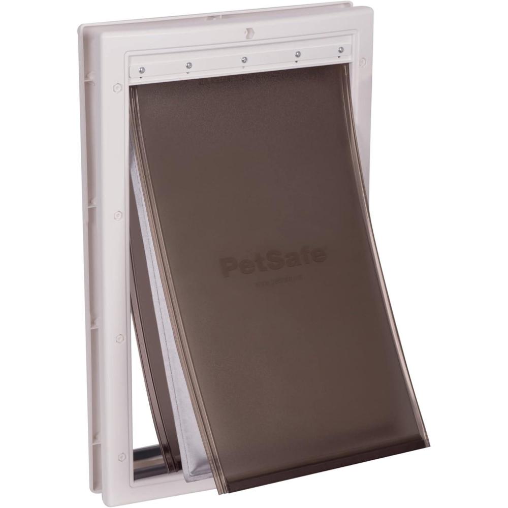 imagePetSafe Extreme Weather Dog Door for Exterior Door  Energy Efficient Door for Cats and Dogs Insulated Flap System for Large Dogs up to 100 lb  Plastic FramePlastic Frame