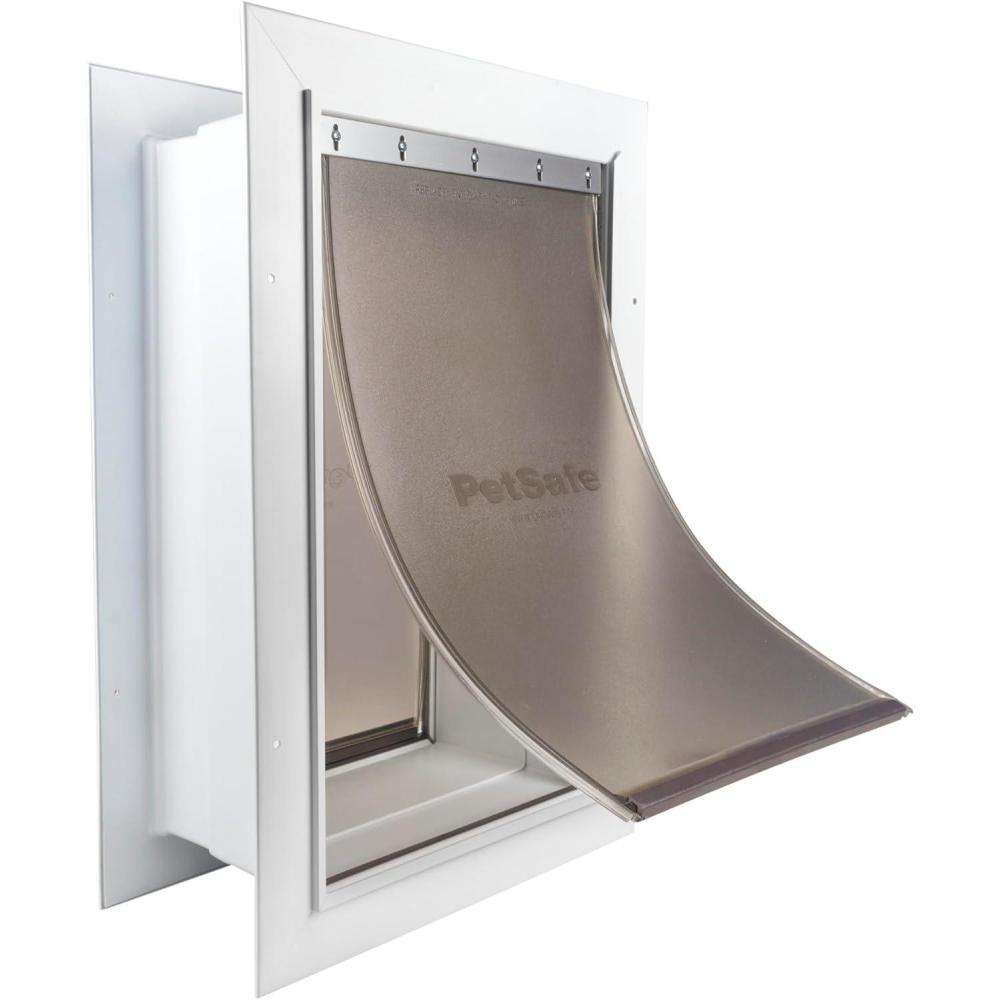 imagePetSafe Never Rust Wall Entry Pet Door  Telescoping Frame  Insulates Better Than Metal Energy Efficient  Interior ampamp Exterior Walls Weatherproof Easy to Install ampamp Clean White  MediumLarge