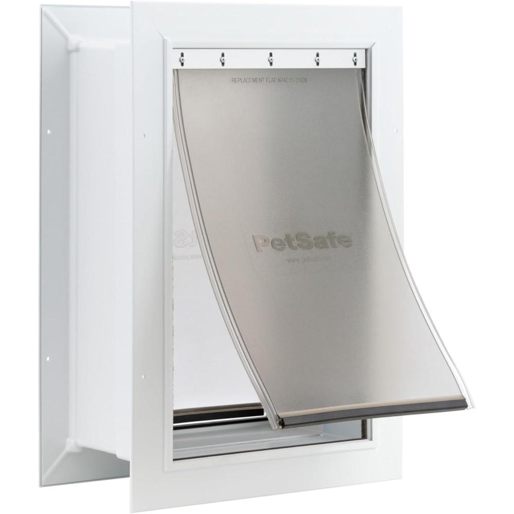 imagePetSafe Never Rust Wall Entry Pet Door  Telescoping Frame  Insulates Better Than Metal Energy Efficient  Interior ampamp Exterior Walls Weatherproof Easy to Install ampamp Clean White  MediumMedium