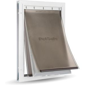 imagePetSafe Extreme Weather Aluminum Dog Door EnergyEfficient 3 Flaps for Insulation Large for Exterior Doors Built for Extreme Weather White  LargeAluminum