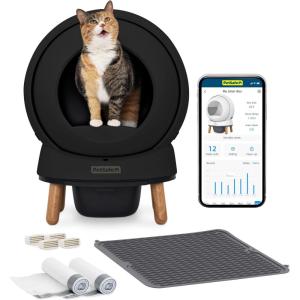 imagePetSafe ScoopFree SmartSpin SelfCleaning Litter Box Bundle Black  Odor Control  App Controlled  Up to 2 Weeks of HandsFree Cleaning  Includes Litter Mat 50 Waste Bin Liners 4 Deodorizers