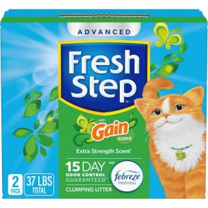 imageFresh Step Advanced Clumping Litter with Febreze Freshness with Gain Scent Fights Odor on Contact 37 lbs 2 x 185 lb Box Package May VaryGain