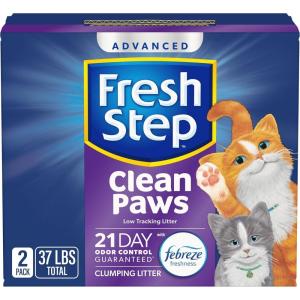 imageFresh Step Clean Paws Cat Litter with Febreze Freshness Advanced Multi Cat Low Tracking Clumping Litter 37 lbs 2 x 185 lb Box37 lb