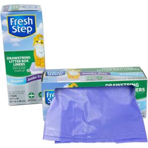 imageFresh Step Drawstring Cat Litter Box Liners Scented Jumbo Size 36quot x 19quot  7 Count Per Box 2 Boxes Kitty Litter Bags Cat Litter Liners for All Cats to Keep Your Home Clean