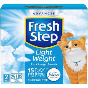 imageFresh Step Simply Unscented Light Weight Clumping Litter Fresh Step Unscented Cat Litter With Activated Charcoal Technology 154 lb Box25 lb