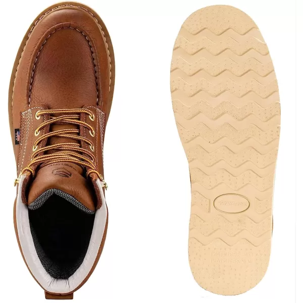 SUREWAY 6 inch Mens Wedge Moc Toe Work Boots for Men Soft Toe-Durable,Comfortable,Lightweight,Full Grain Leather,Goodyear,Non-Slip EH Safety Industial Construction Work Boots/Shoes for Men/Women
