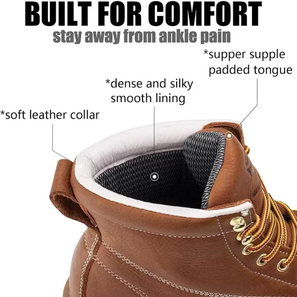 SUREWAY 6 inch Mens Wedge Moc Toe Work Boots for Men Soft Toe-Durable,Comfortable,Lightweight,Full Grain Leather,Goodyear,Non-Slip EH Safety Industial Construction Work Boots/Shoes for Men/Women