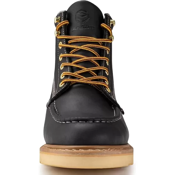 SUREWAY 6 inch Mens Wedge Moc Toe Work Boots for Men Soft Toe-Durable,Comfortable,Lightweight,Full Grain Leather,Goodyear,Non-Slip EH Safety Industial Construction Work Boots/Shoes for Men/Women