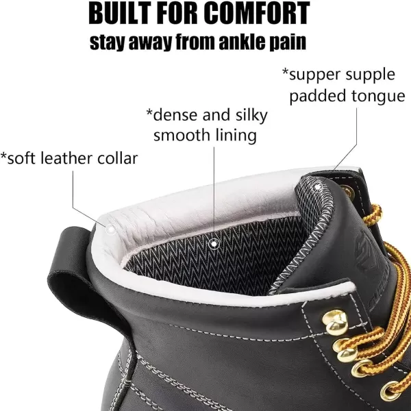 SUREWAY 6 inch Mens Wedge Moc Toe Work Boots for Men Soft Toe-Durable,Comfortable,Lightweight,Full Grain Leather,Goodyear,Non-Slip EH Safety Industial Construction Work Boots/Shoes for Men/Women